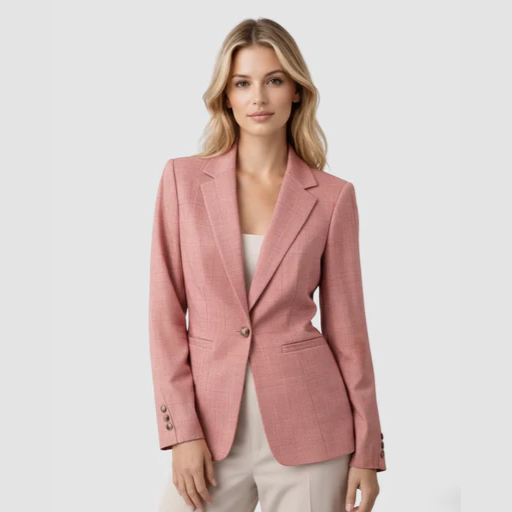Blazer femme ajusté à col tailleur avec fermeture à un bouton