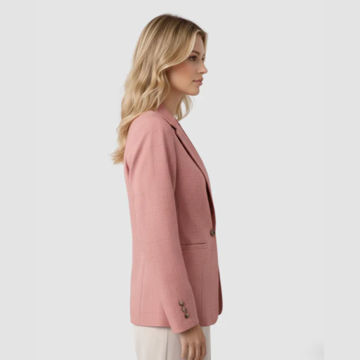 Blazer femme ajusté à col tailleur avec fermeture à un bouton