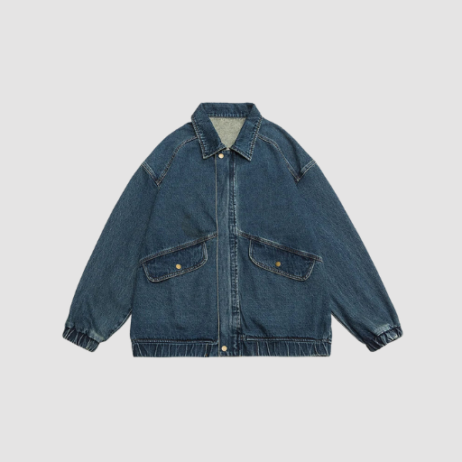 Veste homme effet denim coupe oversize avec col classique et poches à rabat