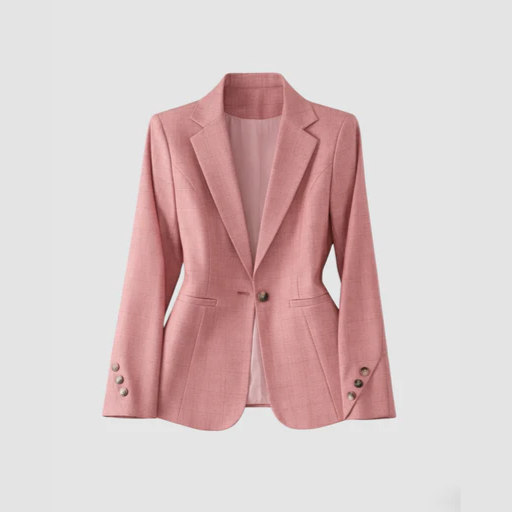 Blazer femme ajusté à col tailleur avec fermeture à un bouton