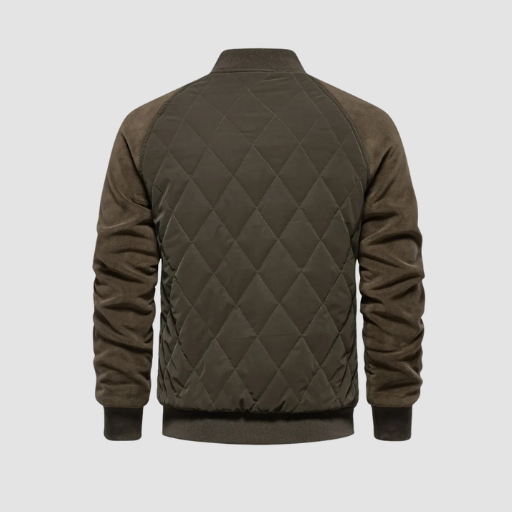 Veste homme mi-saison matelassée à col montant avec fermeture à boutons-pression